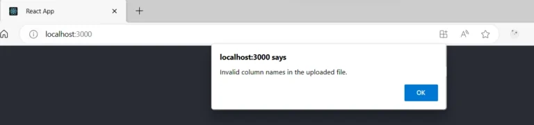 React app alert warning that the uploaded Excel file is empty