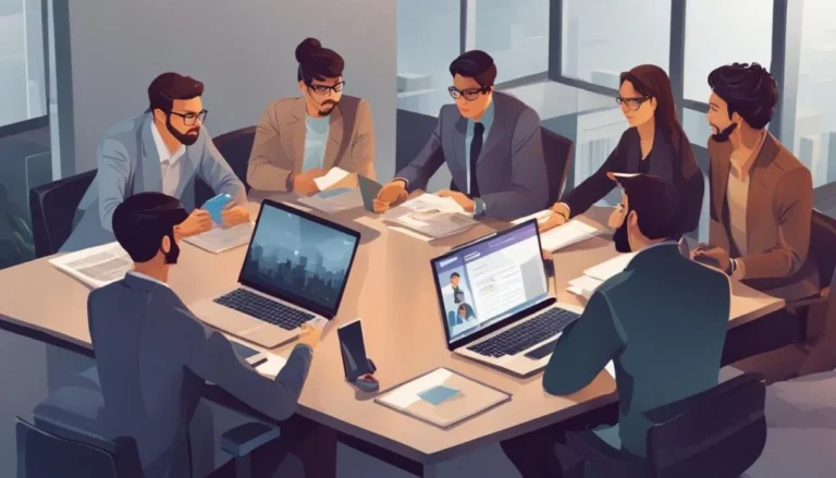 Illustration of business people in an office meeting