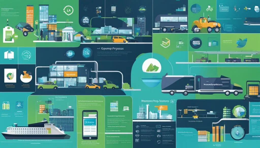 Infographic illustrating eco-friendly supply chain operations.