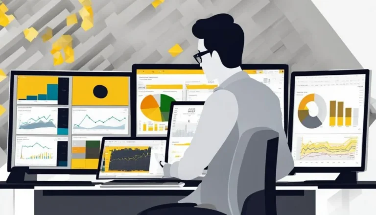 Illustration of analyst monitoring data on screens