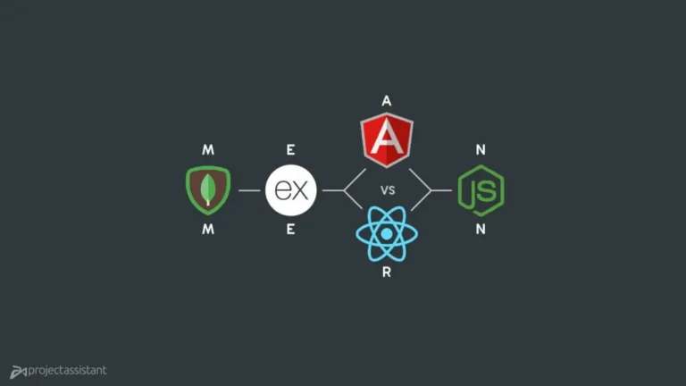 Diagram showing MEAN versus MERN stack components.
