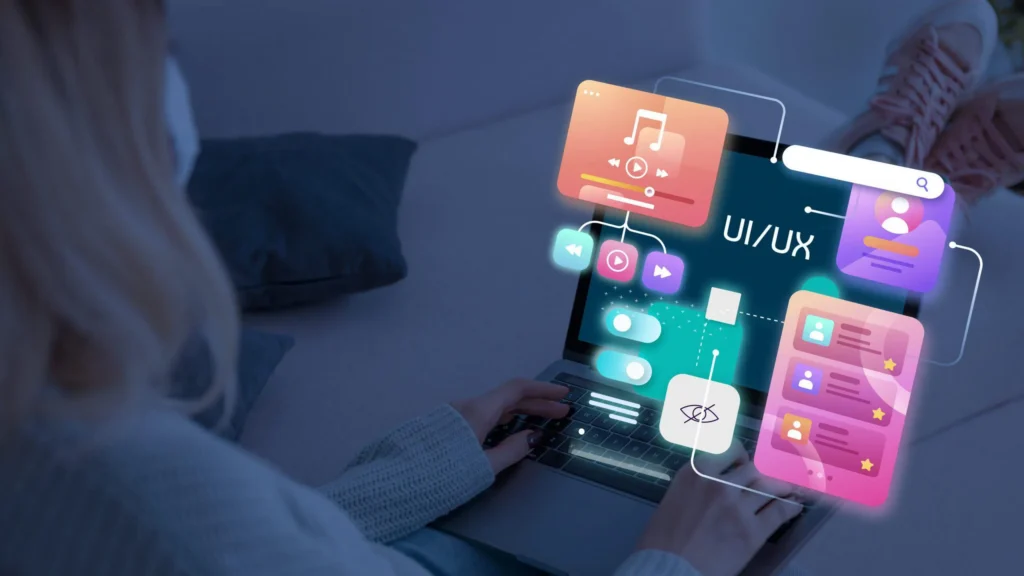 Person using a tablet showcasing user experience interface design