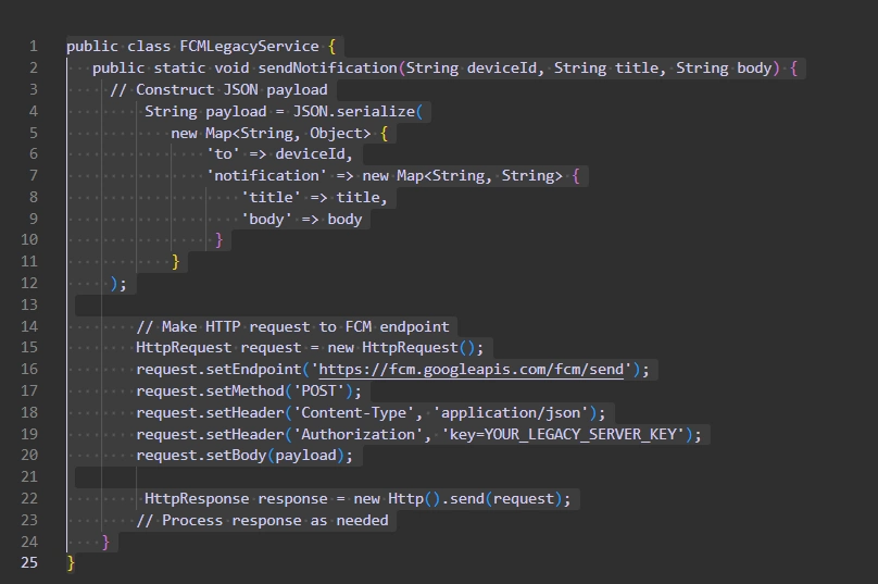 Illustration of Firebase Cloud Messaging (FCM) for real-time push notifications in Android, iOS, and web applications
