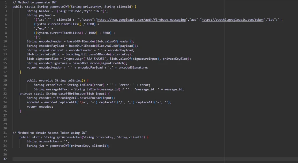 Firebase Cloud Messaging (FCM) implementation workflow for sending push notifications to Android, iOS, and web applications