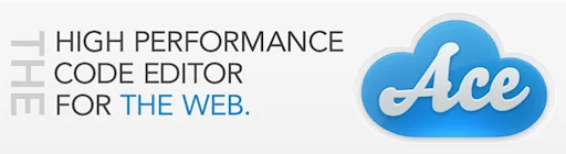 Ace high performance web code editor logo graphic.