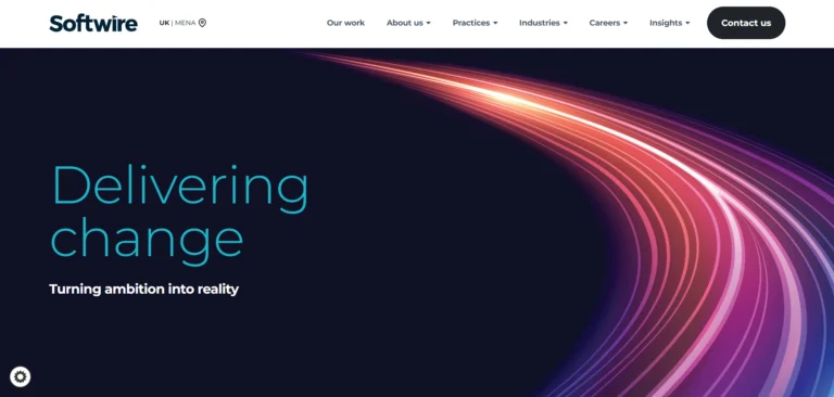 Softwire homepage featuring AI, cloud, and bespoke software development
