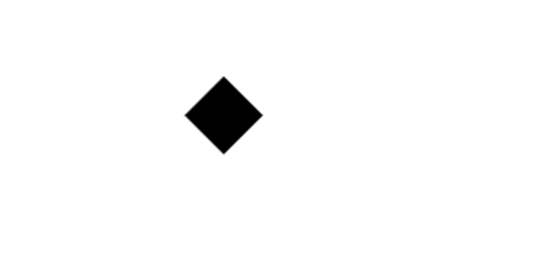A small black diamond shape on a white background.