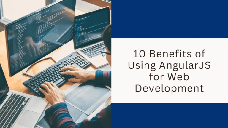 Laptop screen showing the benefits of using AngularJS for web development