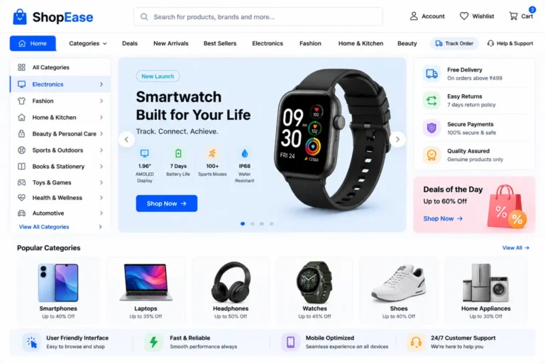 E-commerce UI and navigation