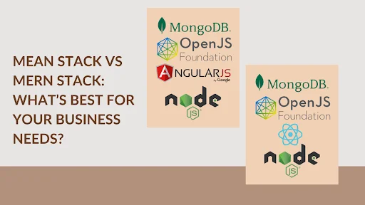 Graphic comparing MEAN stack and MERN stack components.