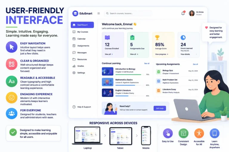 User-friendly educational software interface for easy learning