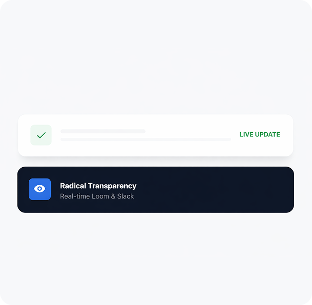 Radical transparency in software development with live updates, clear progress tracking, and accountable delivery management