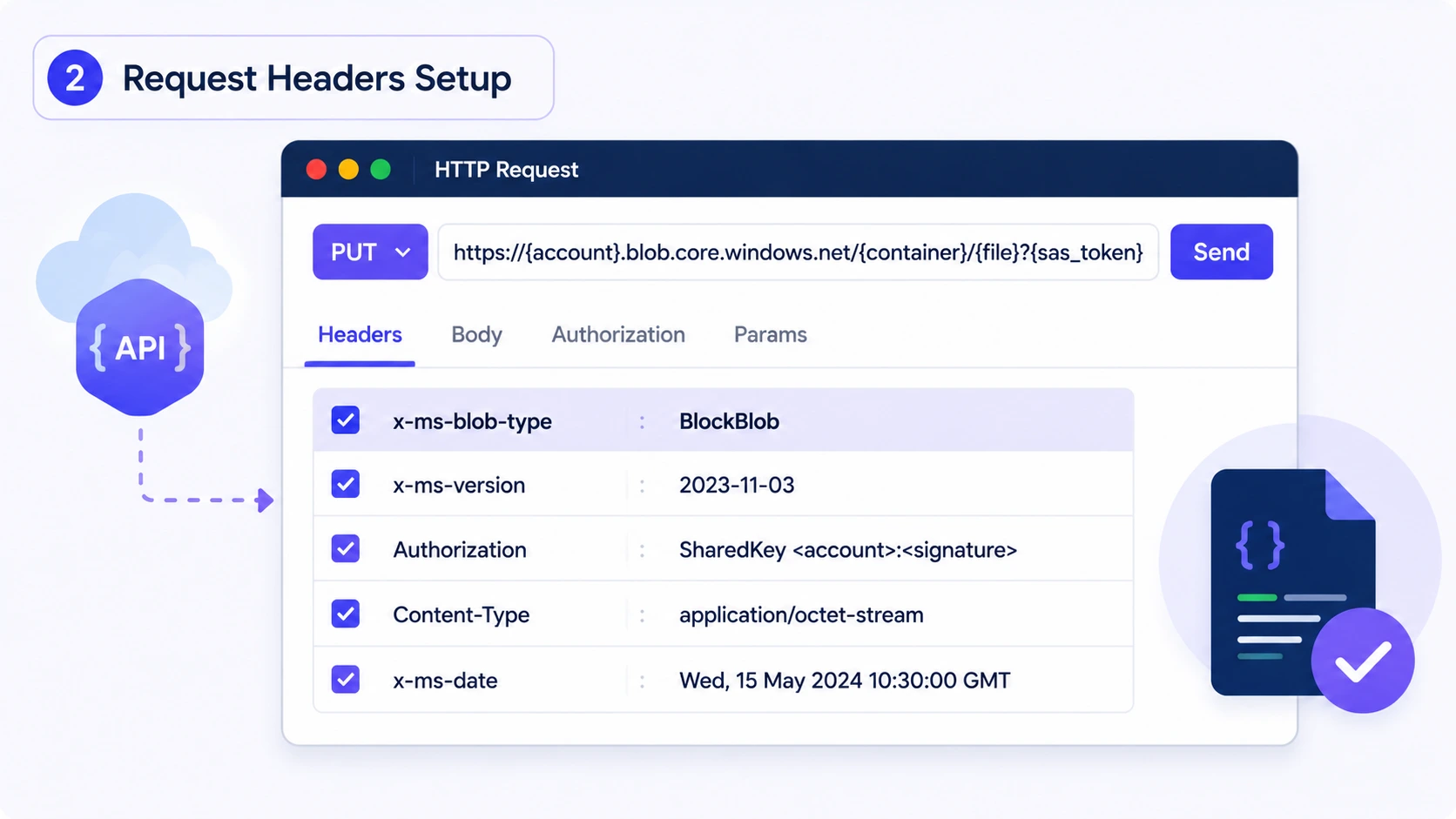 Azure request headers setup illustration
